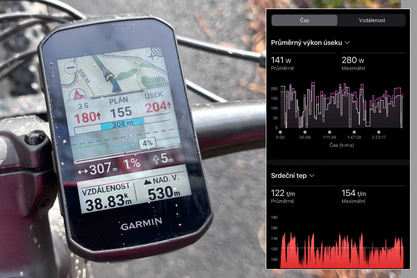 Obrazovka Power Guide při jízdě